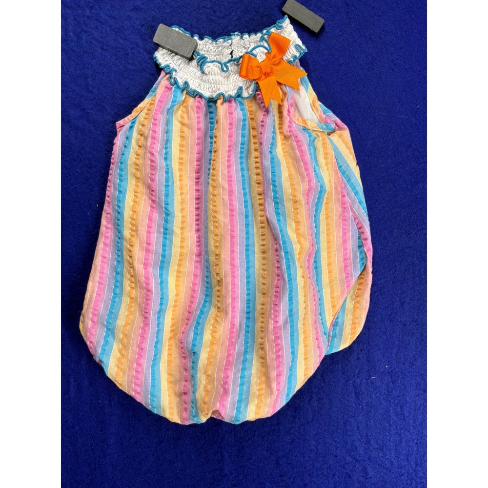 Pastelcore Baby Girl Rare Editions Rainbow‎ Striped Bubble Romper 24M Multicolor